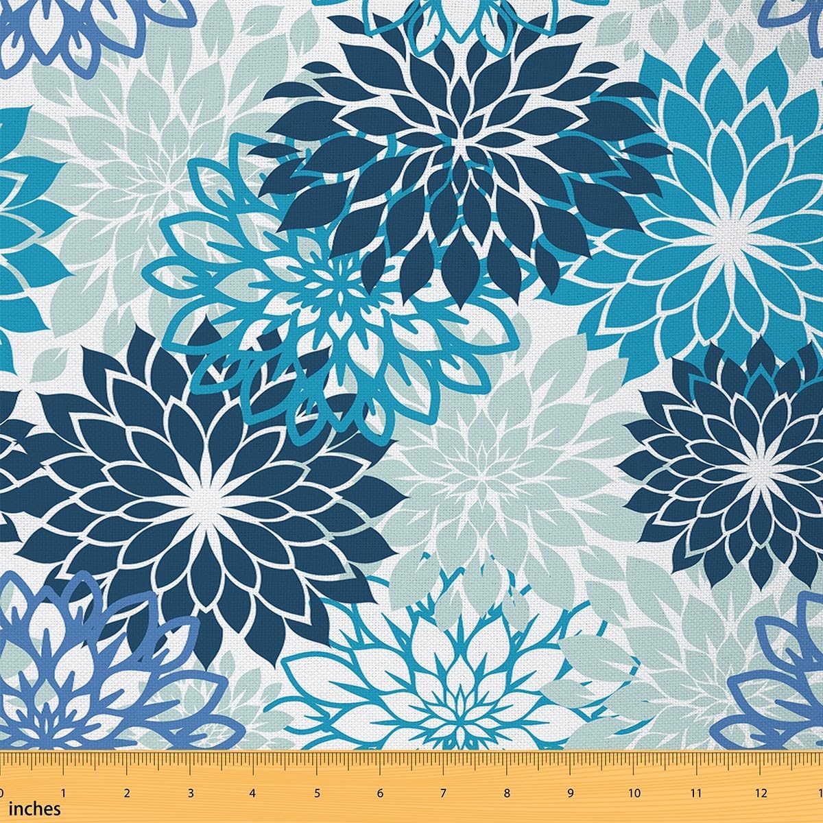 Abstract Floral Fabric by The Yard,Blue White Pattern Upholstery Fabric,Modern Art Decorative Fabric for DIY Projects,Farmhouse Sewing Supplies,3 Yards,108" L x 59" W,108" L x 59" W