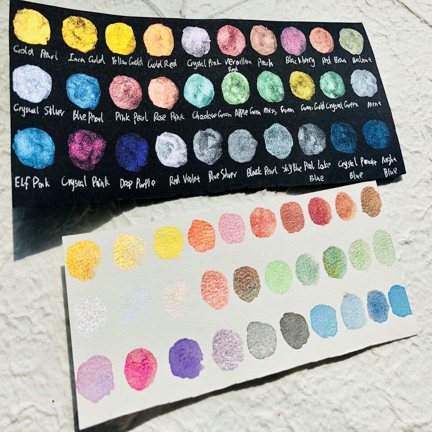 Handmade Water Color paint set, 30 colors Metallic Solid Sub-Pack Quarter Pans Nail Art Pearlescent Watercolor Calligraphy Ink Hand Lettering Art Supplies