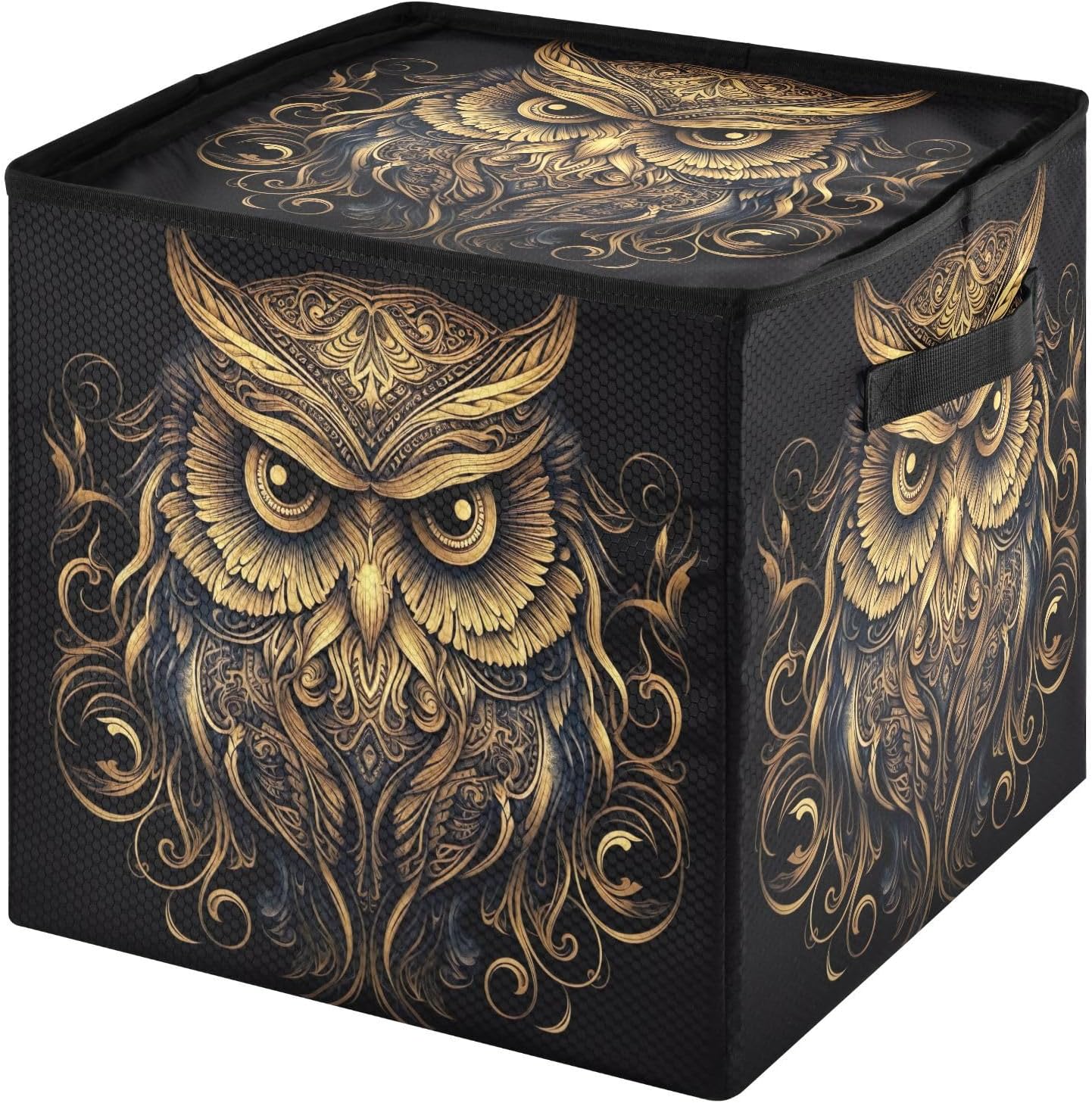 Abstract Funny Owl 13 Inch Christmas Ornament Storage Box with Lid - Holiday Decor Storage Containers, Stores 64 Ornaments, 3 Inch Cube Compartments