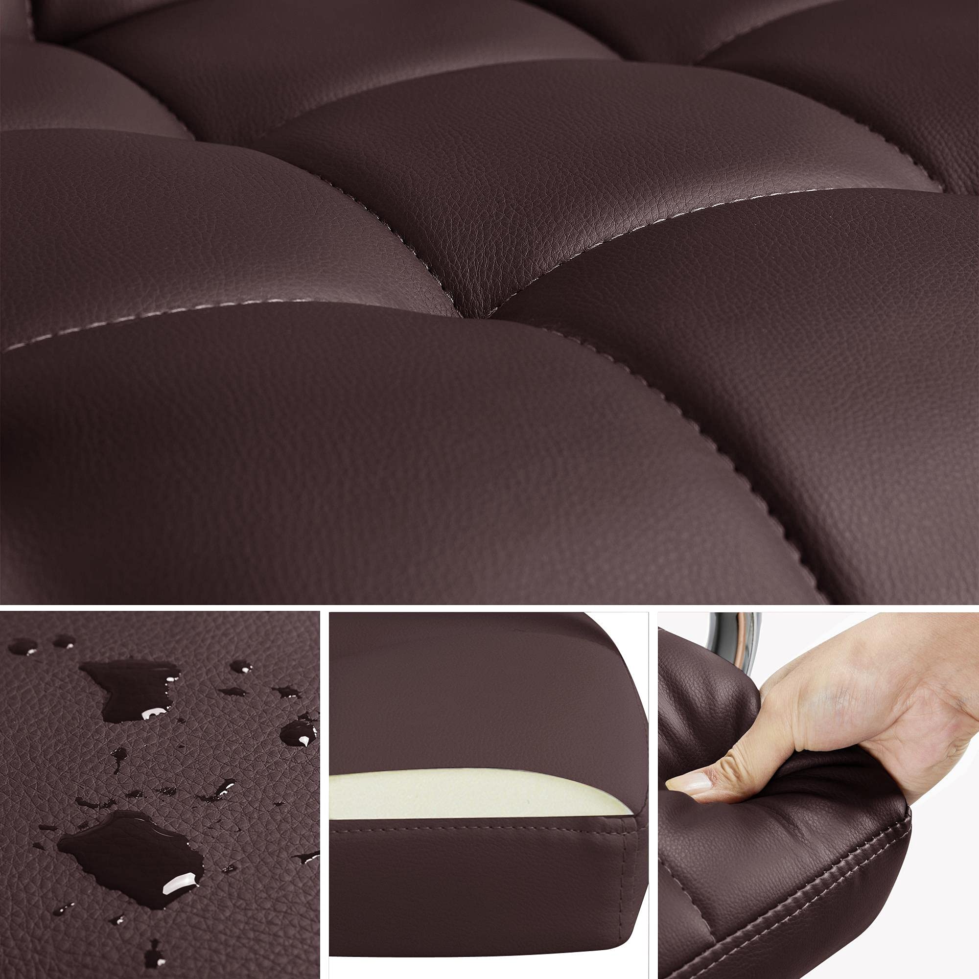 Yaheetech Silla de Oficina Altura Ajustable Silla Giratoria Marrón Oscuro | Silla de Oficina Tapizade de Piel Sintética, Silla Escritorio Trabajo, con Ruedas Giratorias, Con Respaldo