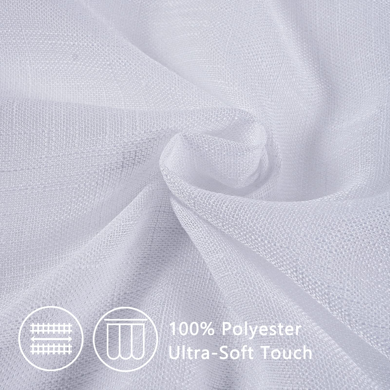 Topfinel Tende Oscuranti per Interni Lino Voile a Pannello Traslucido Tende Bianche Semitrasparenti con Occhielli 140x225 cm per Camera da Letto per Soggirono 2 Pannelli