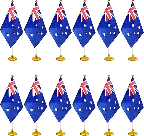 Miniatura 175 de WXTWK Paquete de 12 banderas argentinas de escritorio con base de soporte, decoración de celebración para eventos y eventos