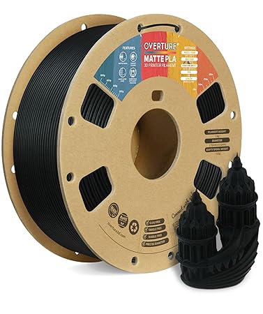 OVERTURE Carbon Fiber Filament 1.75mm with Build Surface 200mm 200mm, 1kg Spool (2.2lbs), Dimensional Accuracy +/- 0.05 mm, Fit Most FDM Printer, Black