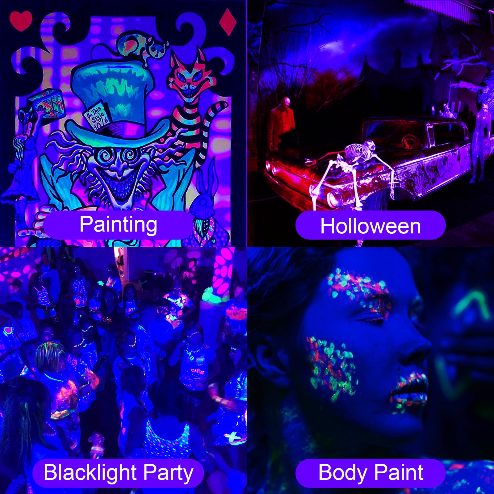 Eleganted 2 Pezzi 100W Faretto UV LED, luce UV LED con Spina, IP65 Impermeabile Luce Nera, UV Lampada Ultravioletti Decorare per Acquario, Festa, Pittura Fluorescente, Poster Fluorescente, Bar, Festa