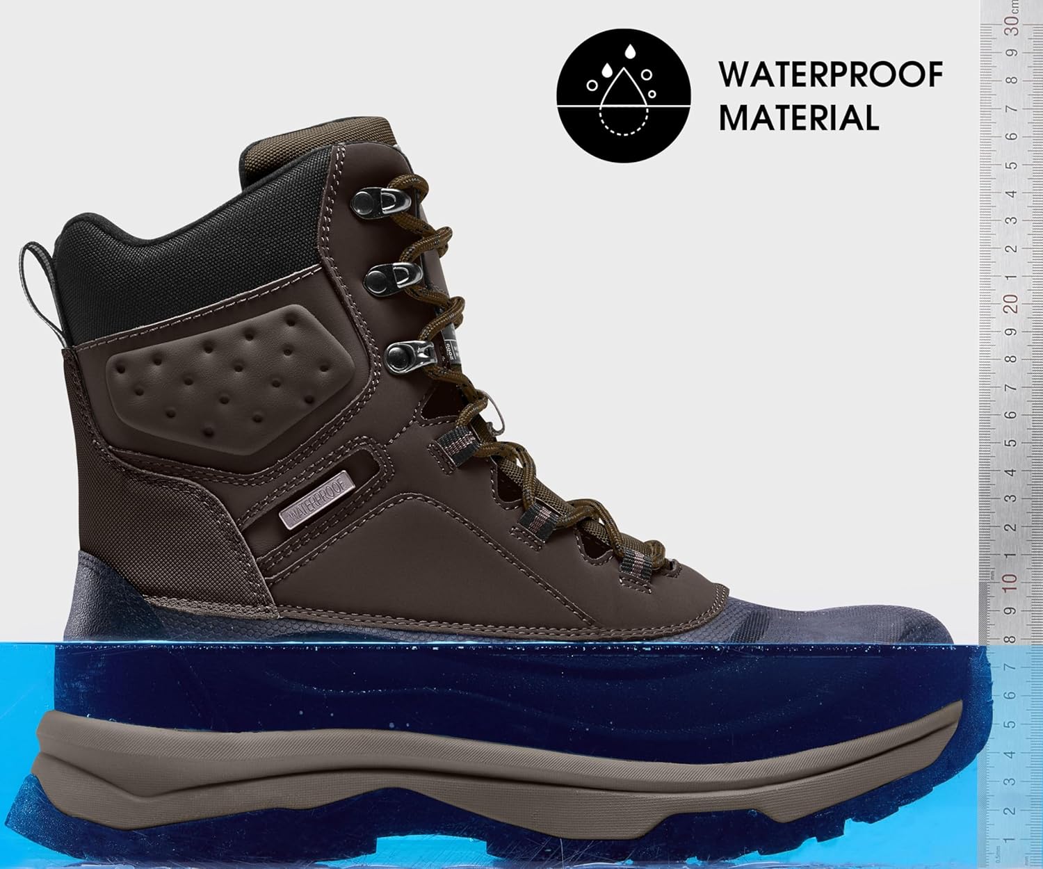 Snow Boots for Men Insulated Waterproof Winter Boots Outdoor Boot for Cold Weather Dark Brown Size 13 - Image 3