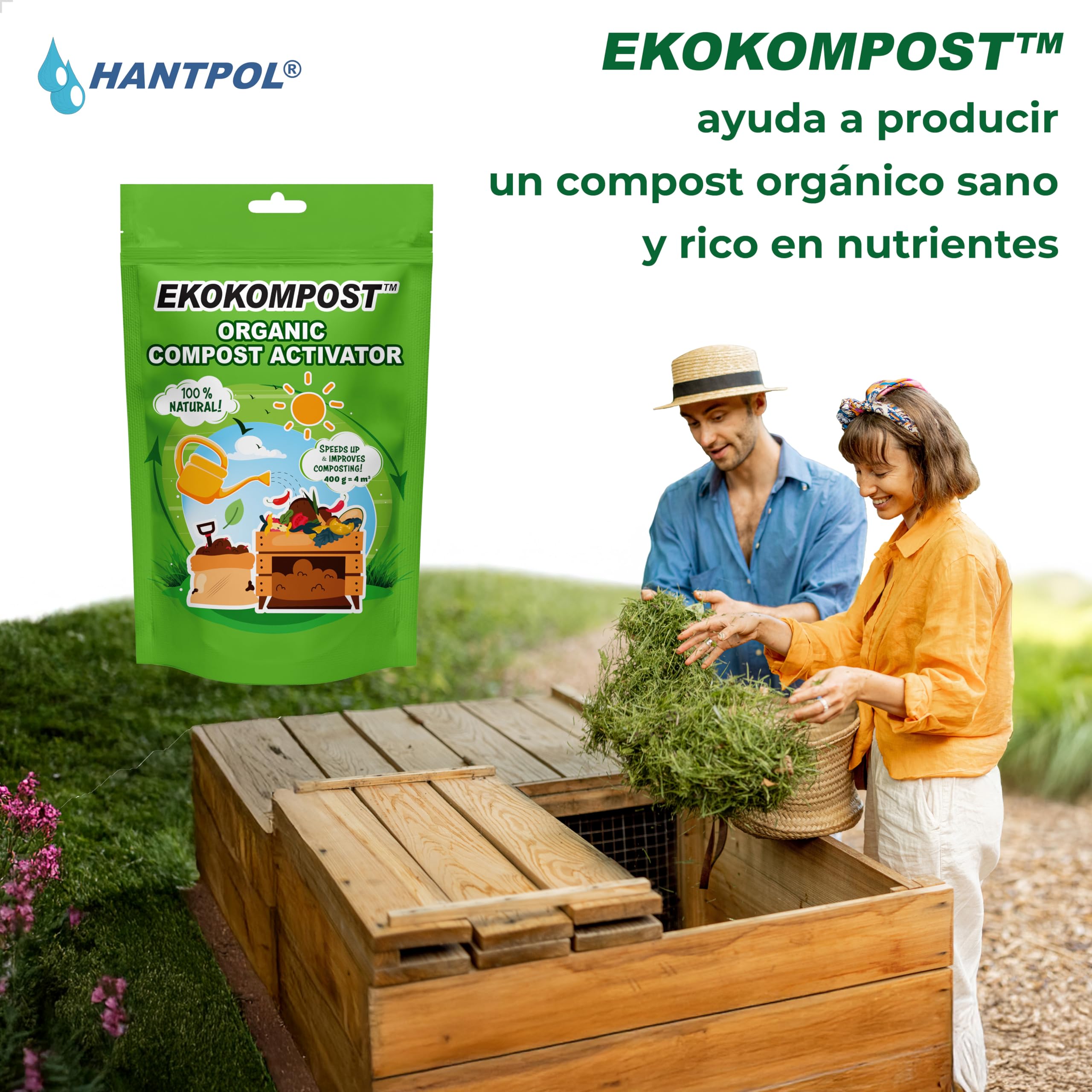 EKOKOMPOST - Activador de compost de fórmula concentrada para un reciclaje eficiente de residuos orgánicos - Apto para bajas temperaturas - Acelerador de compost 400g