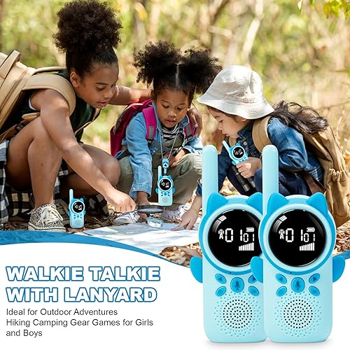 Miniatura 4 de Walkie Talkies recargables para niños, juguete de radio de 2 vías de 22 canales, rango de 3 millas, juegos familiares al aire libre, senderismo,