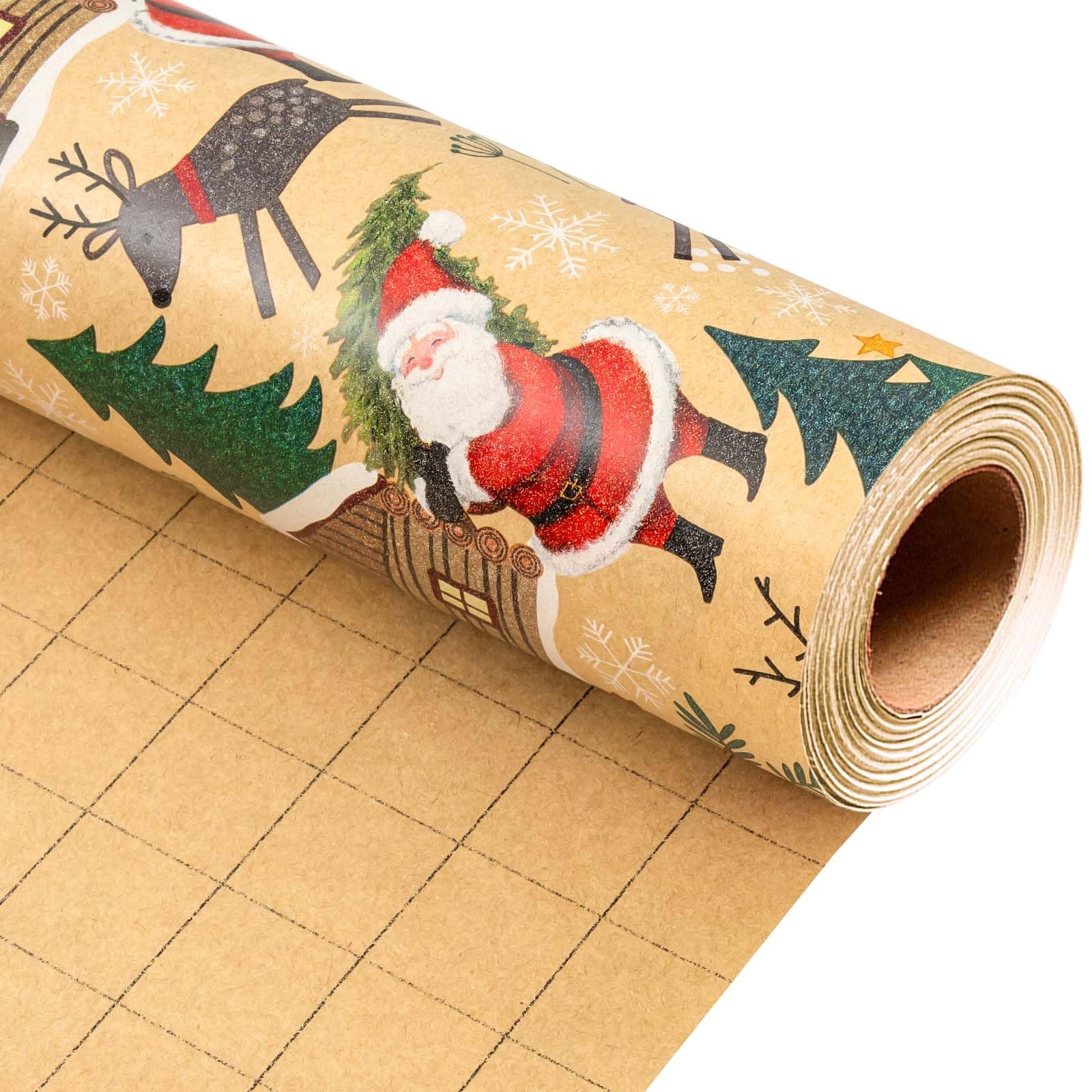 MAYPLUSS Christmas Gift Wrapping Paper Roll - 17 Inch X 33 Feet - Red and Green Black Plaid Wrapping Paper Sheets Christmas gift wrap for Birthday Baby Shower Party Festive Decoration โ image 1