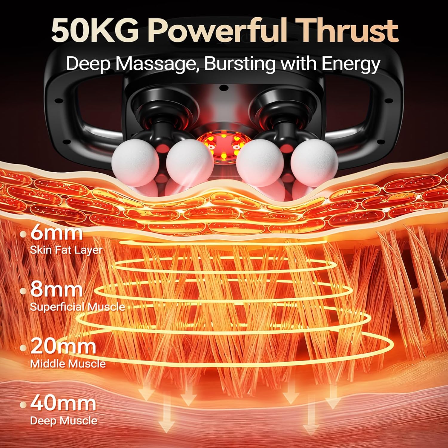 Gurui 12 Heads Massage Gun Deep Tissue with 3 Model & 30 Levels, Cordless Quiet Back Massager for Pain Relief Deep Tissue, Neck Massager Birthday Gifts for Men