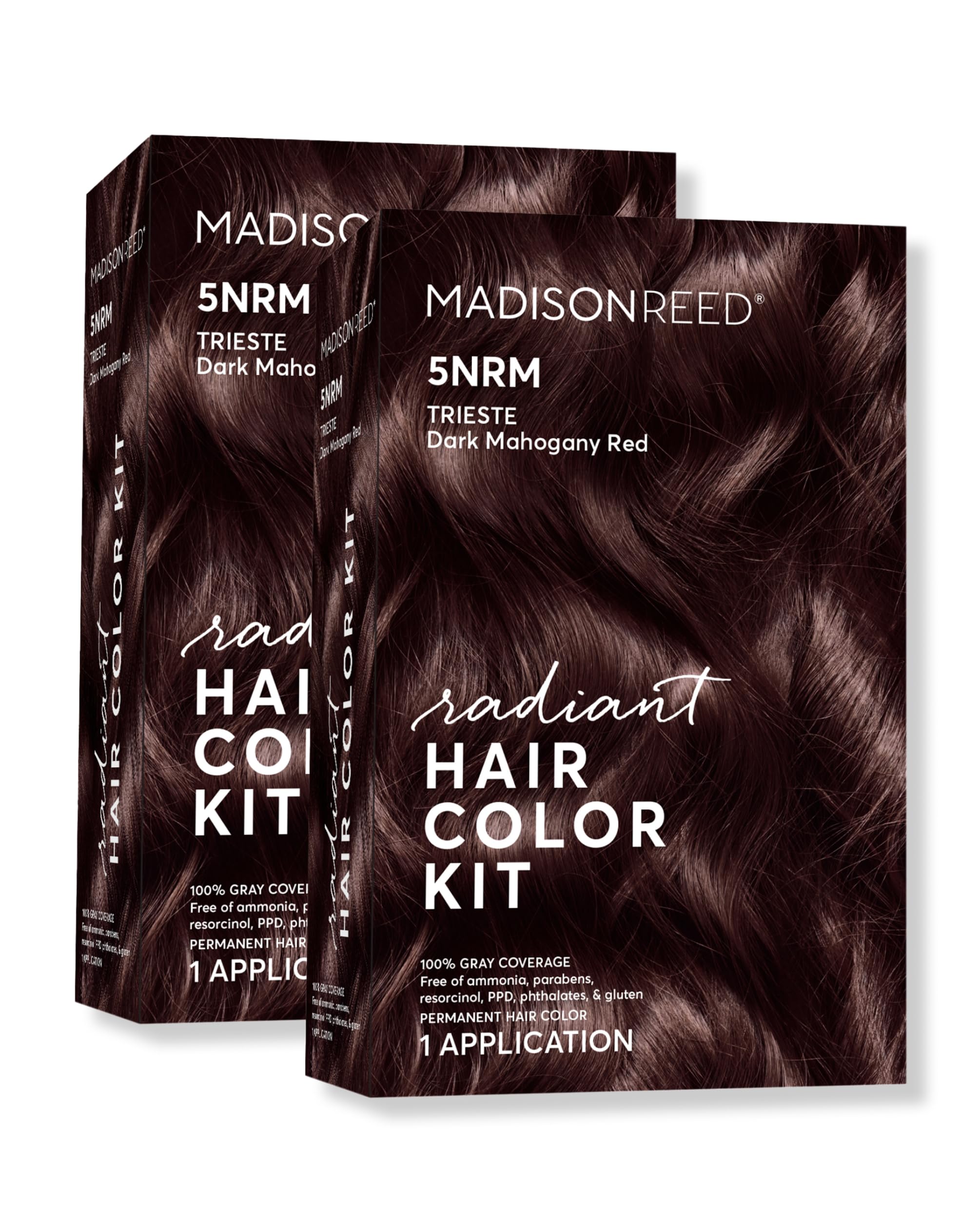 Madison Reed Radiant Hair Color Kit - 5NRM Dark Mahogany Red with Auburn Tones (Trieste Red), Dimensional Gray Hair Blending Permanent Hair Dye, PPD-Free & Ammonia-Free, 2 Pack