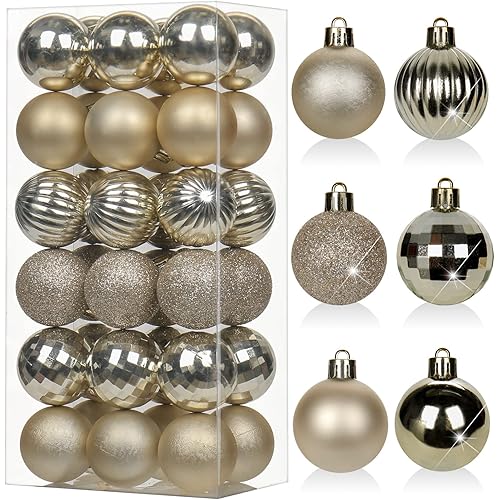 36-Pack 1.57" Shatterproof Christmas Ball Ornaments - With Hanging Loop For Tree, Wreath, Holiday Decor