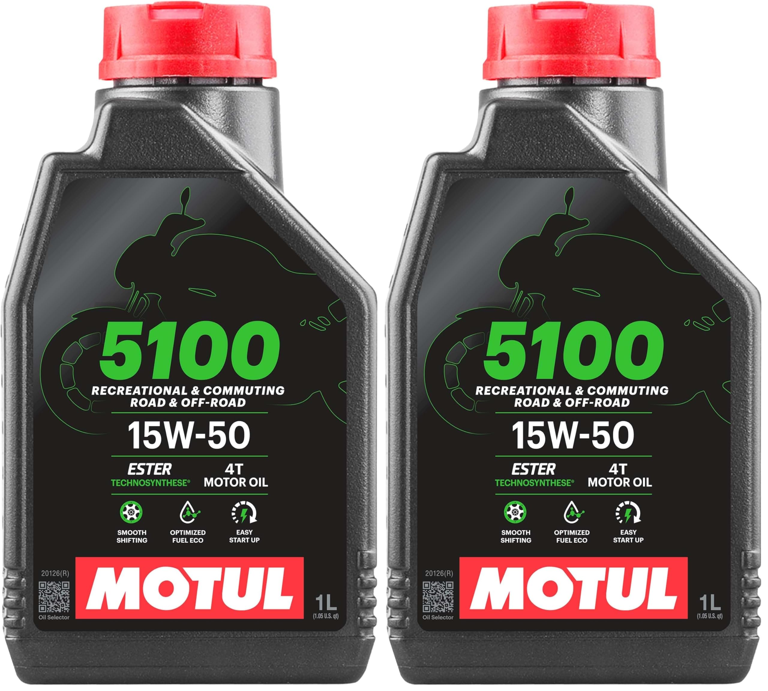 104080 5100 4T Hybrid 15W-50 API SM Technosynthese Semi Synthetic Engine Oil for Bikes (1 L) (Pack of 2)