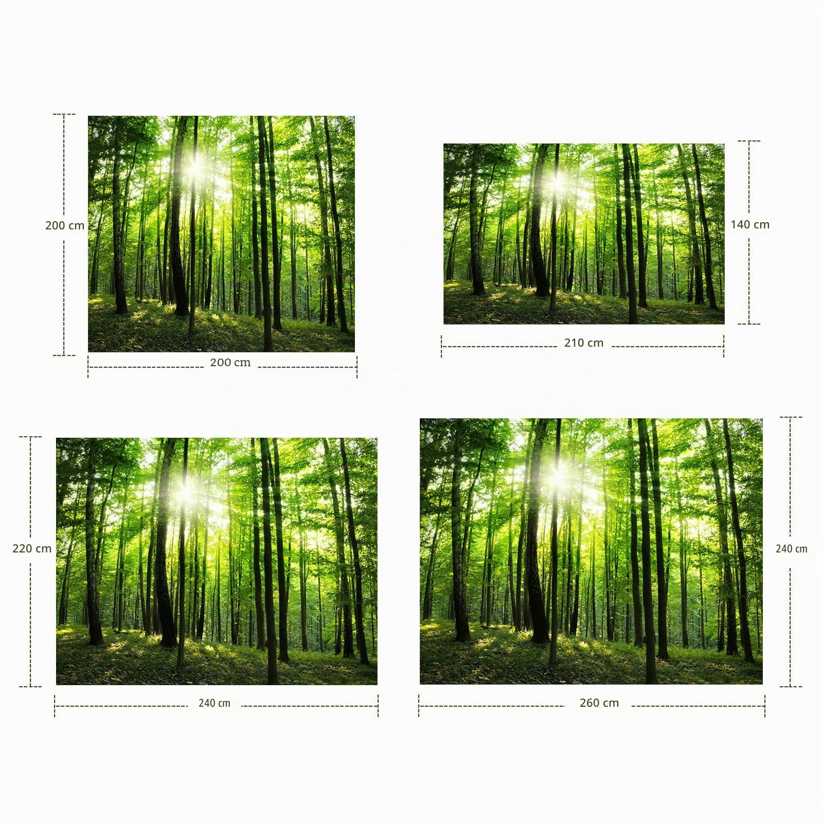 Beydodo Wandteppich Groß 300x256CM, Wandbehang Wald Grün Wandvorhang Motiv Natur Wandteppich Aesthetic Wall Tapestry Wanddeko für Schlafzimmer Wohnzimmer Wohnheim