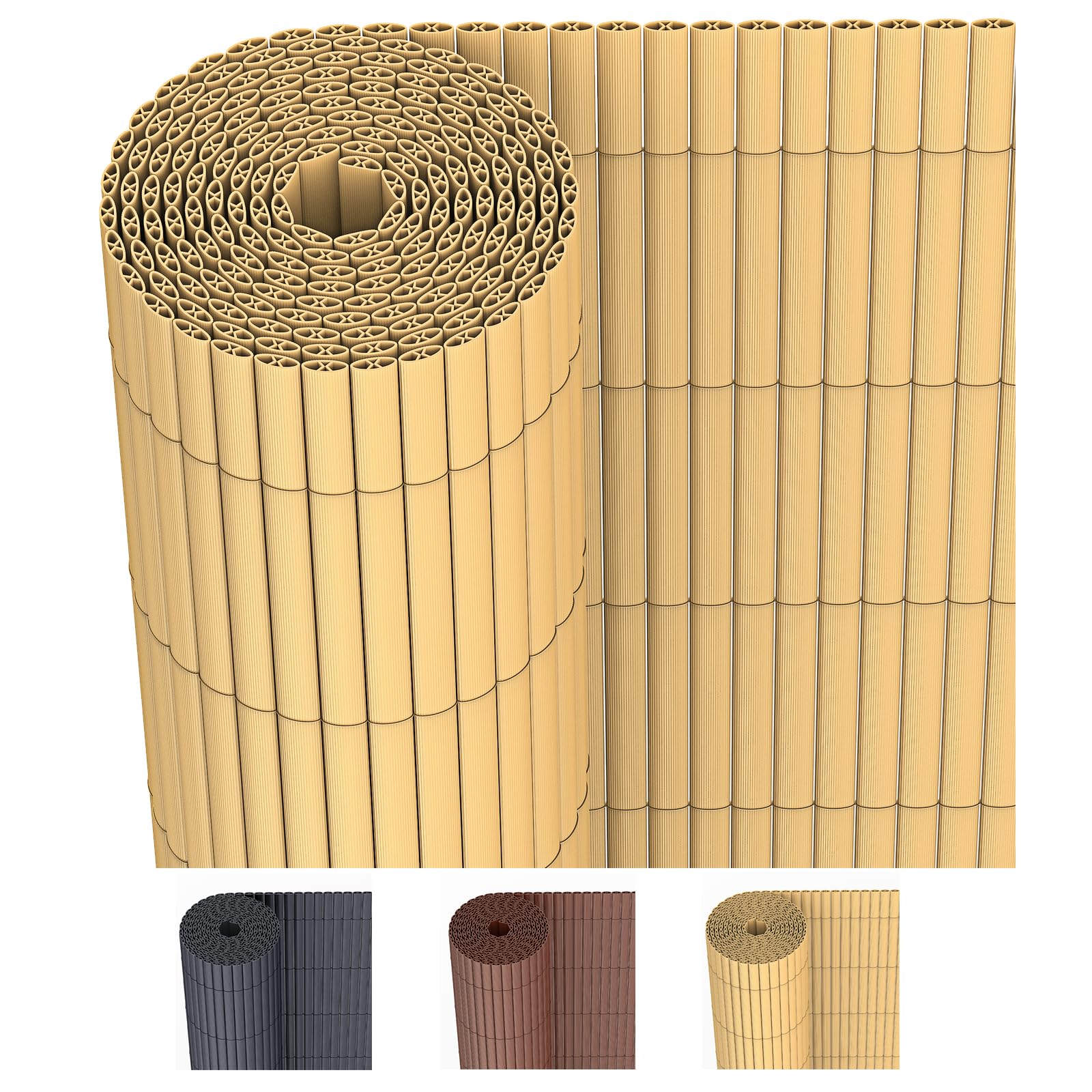 JORON PVC Sichtschutzmatte 90x500cm – Balkon Sichtschutz & Garten Sichtschutzzaun | Wetterfester Zaun Sichtschutz mit Kabelbindern, verstärkt & wasserdicht, Bambus