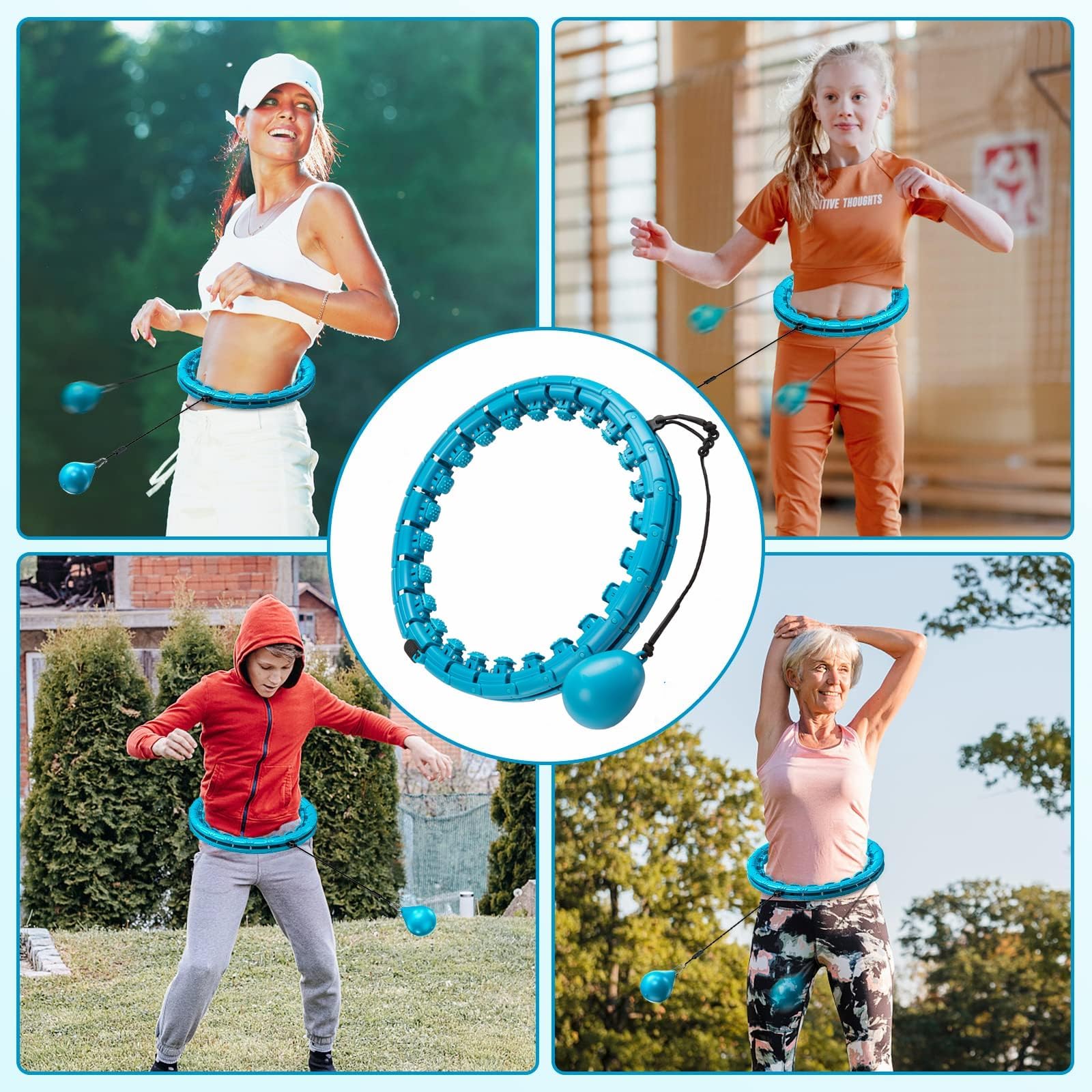 Hula Hoop Fitness Dimagrante con Pesi, Hula Hoop Fitness Adulti XXL, 24 articolati per il fitness possono essere utilizzati per perdere peso e fitness