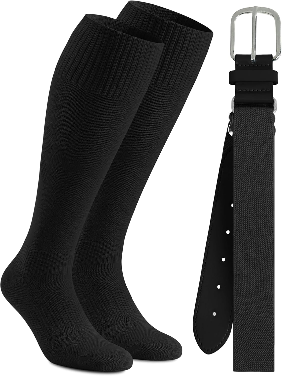 Cooraby Baseball Socks and Belt Combo Youth Boys Adjustable Softball Football Socks and Elastic Baseball Belts for Boys Girls