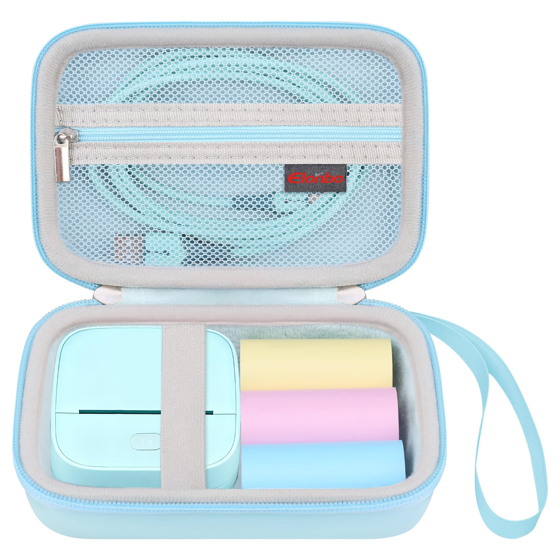 Elonbo Carrying Case for Gloryang Sticker Printer, JD-23 Portable Mini Printer, Inkless Bluetooth Label Maker Machine Travel Bag, Thermal Photo Printer Storage Holder, Pocket Fits Paper, Blue