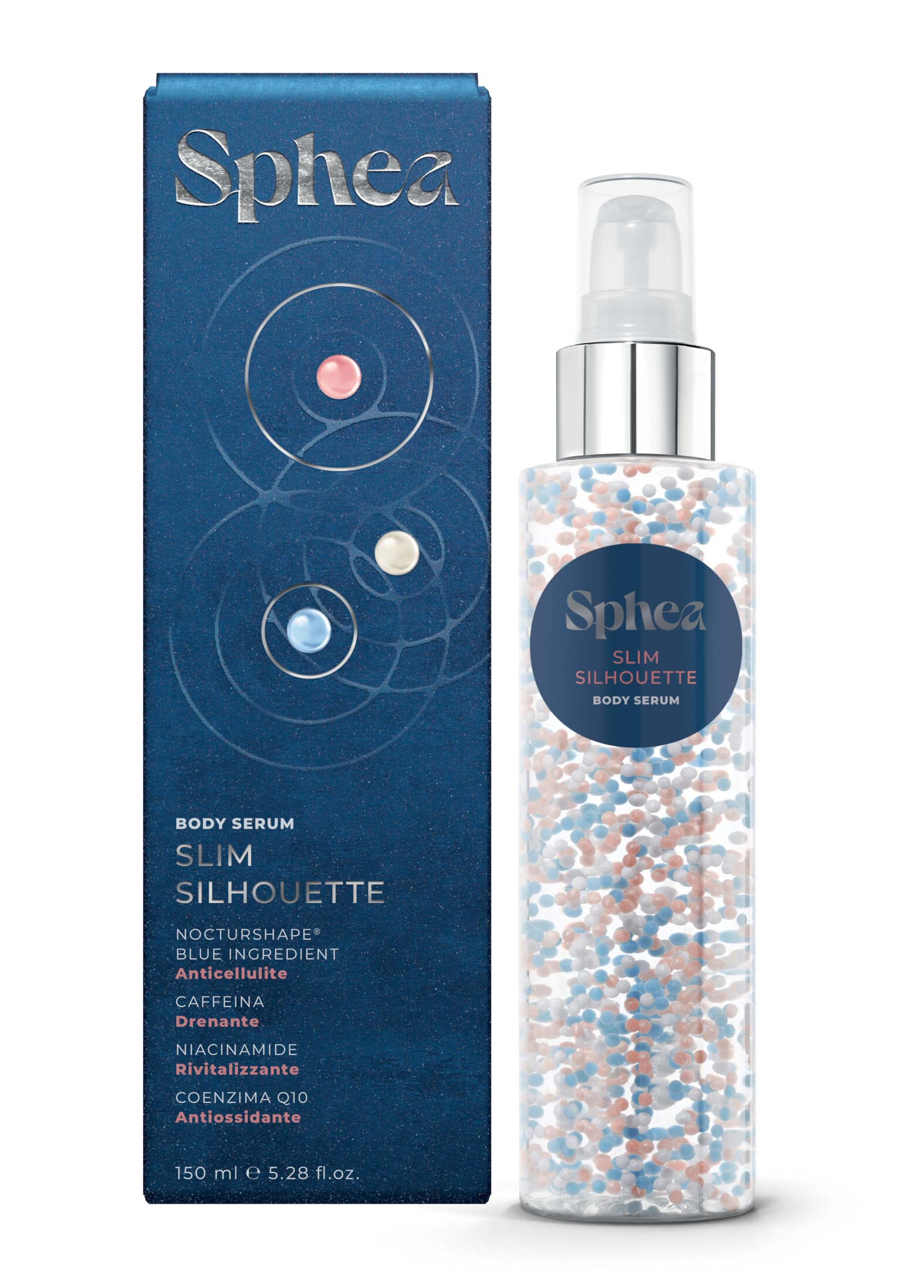 SPHEA | Slim Silhouette - Siero Corpo 150 ml, Anticellulite e Drenante con Nocturshape Blue Ingredient, Made in Italy