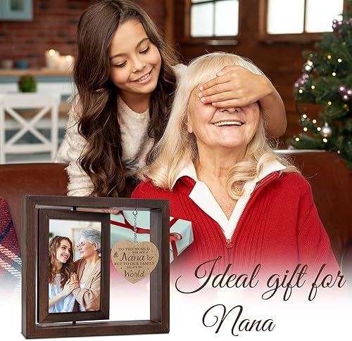 Miniatura 2 de Regalos para nana de nieta nieto marco de fotos de doble cara con colgante de corazón regalos de cumpleaños para nana regalos del día de San