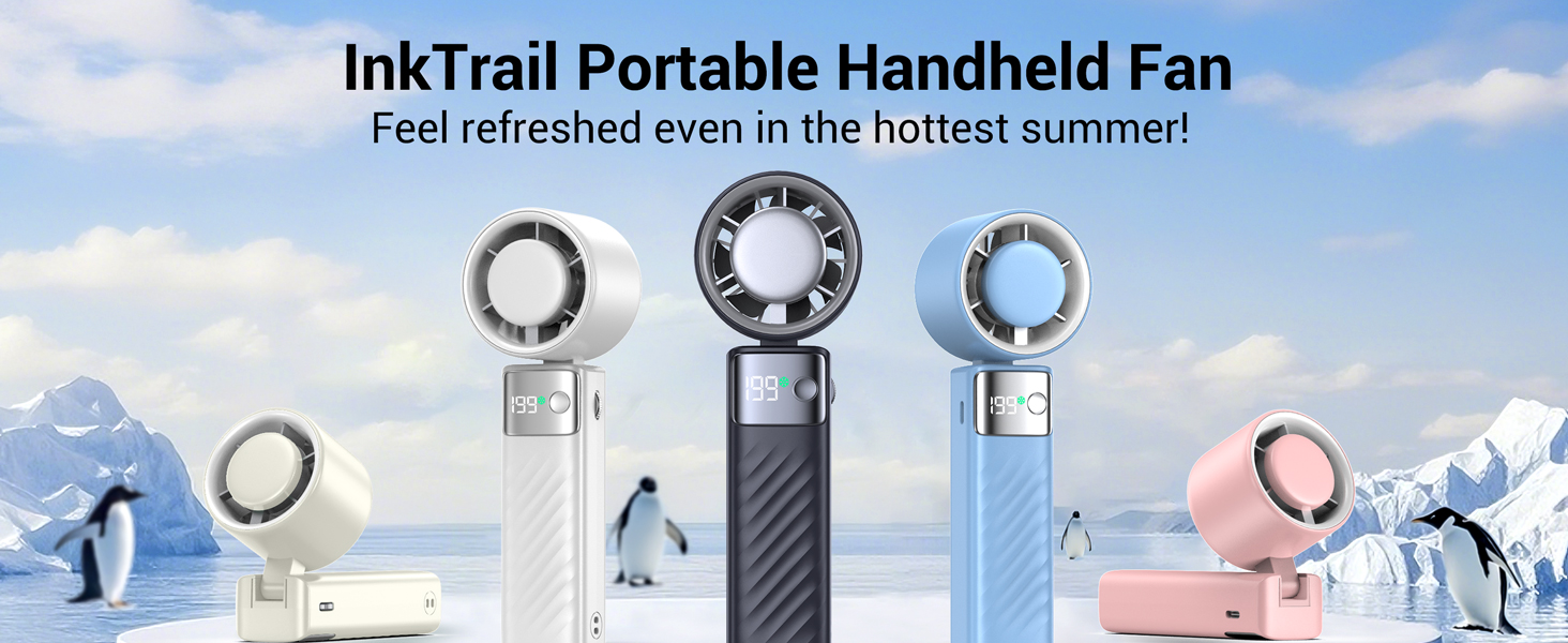 Portable Handheld Fan With Digital Display - 199 Speed Adjustable, 13500 RPM Turbo, Rechargeable - For Travel, Camping (Grey)