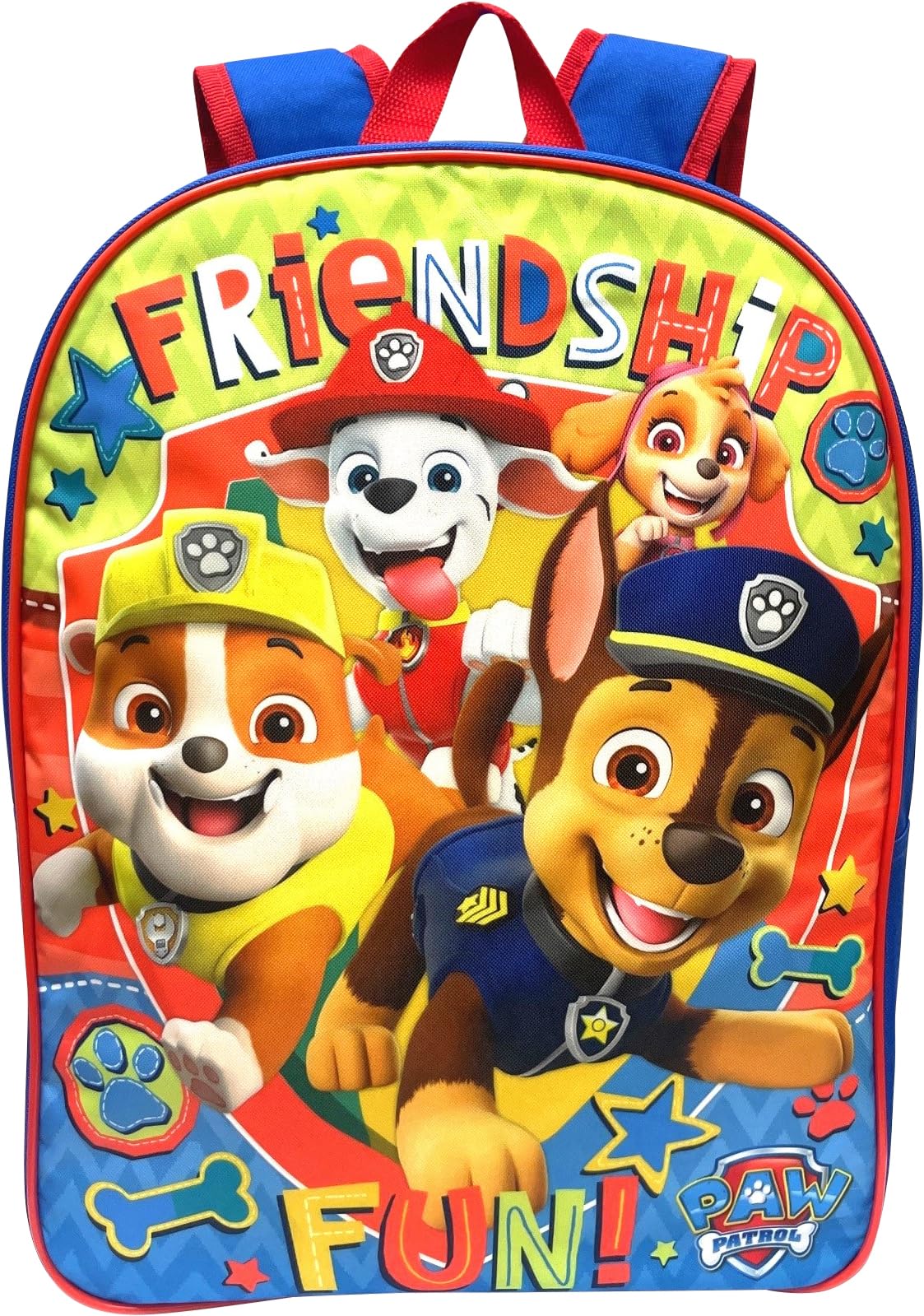 Ruz Paw Patrol Kid's Licensed 15 Inch School Bag Backpack (Friendship Fun - Boy), Large