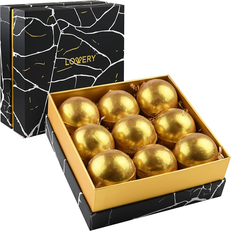 LOVERY Conjunto com 9 Bombas de Banho com Fragrâncias Variadas, Embalagem Dourada