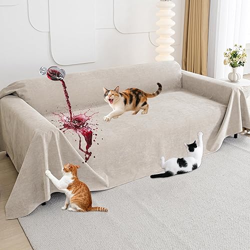 Miniatura 28 de Protector de Muebles contra Arañazos para Gatos - Antideslizante, Funda de Sofá Impermeable para Mantener a los Gatos Alejados, Protectores de Sofá