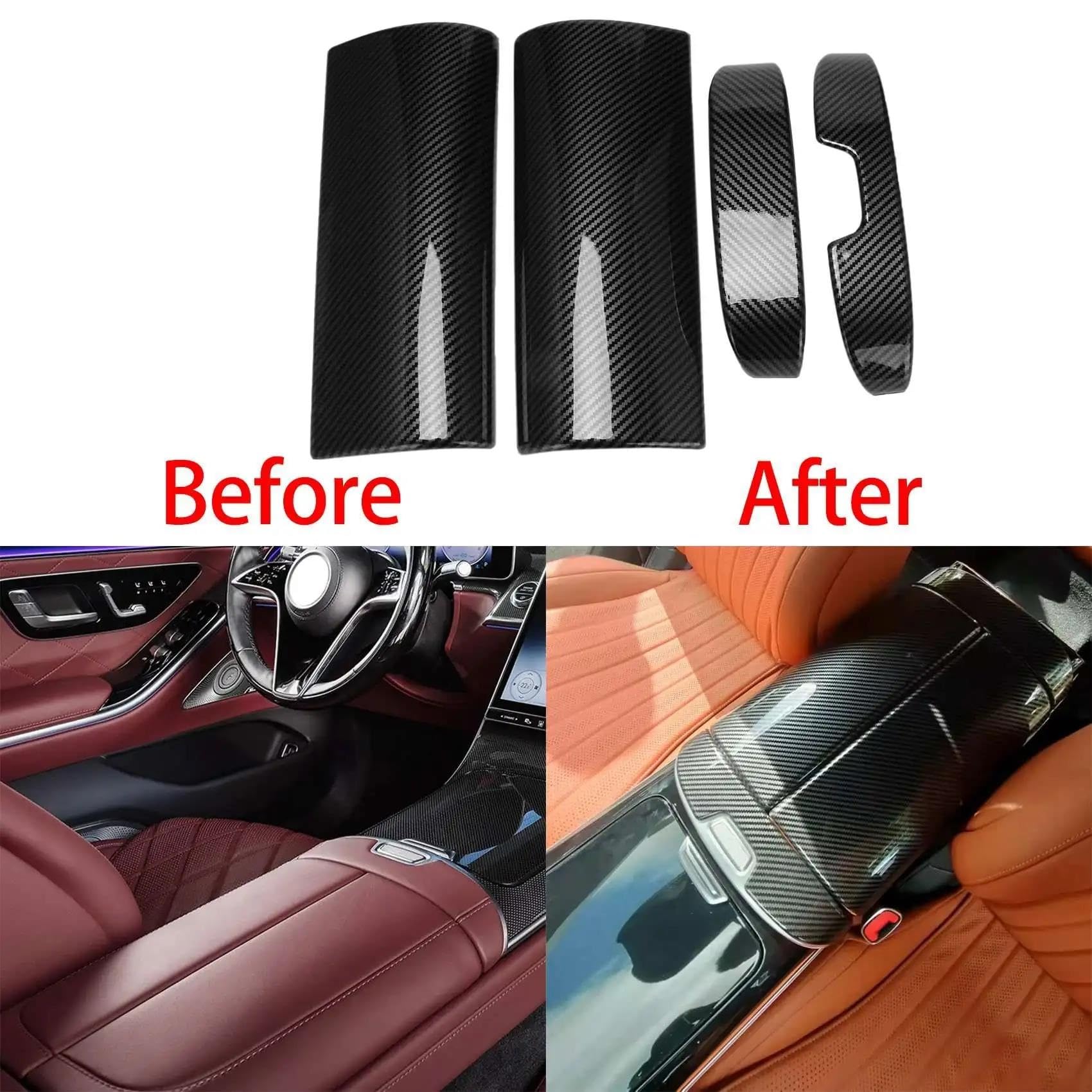 Auto Center Console Bracciolo Scatola Portaoggetti Decorazione Pannello Interno Adesivi Copertura In Carbonio Per Classe S W223 2021+ Consolle