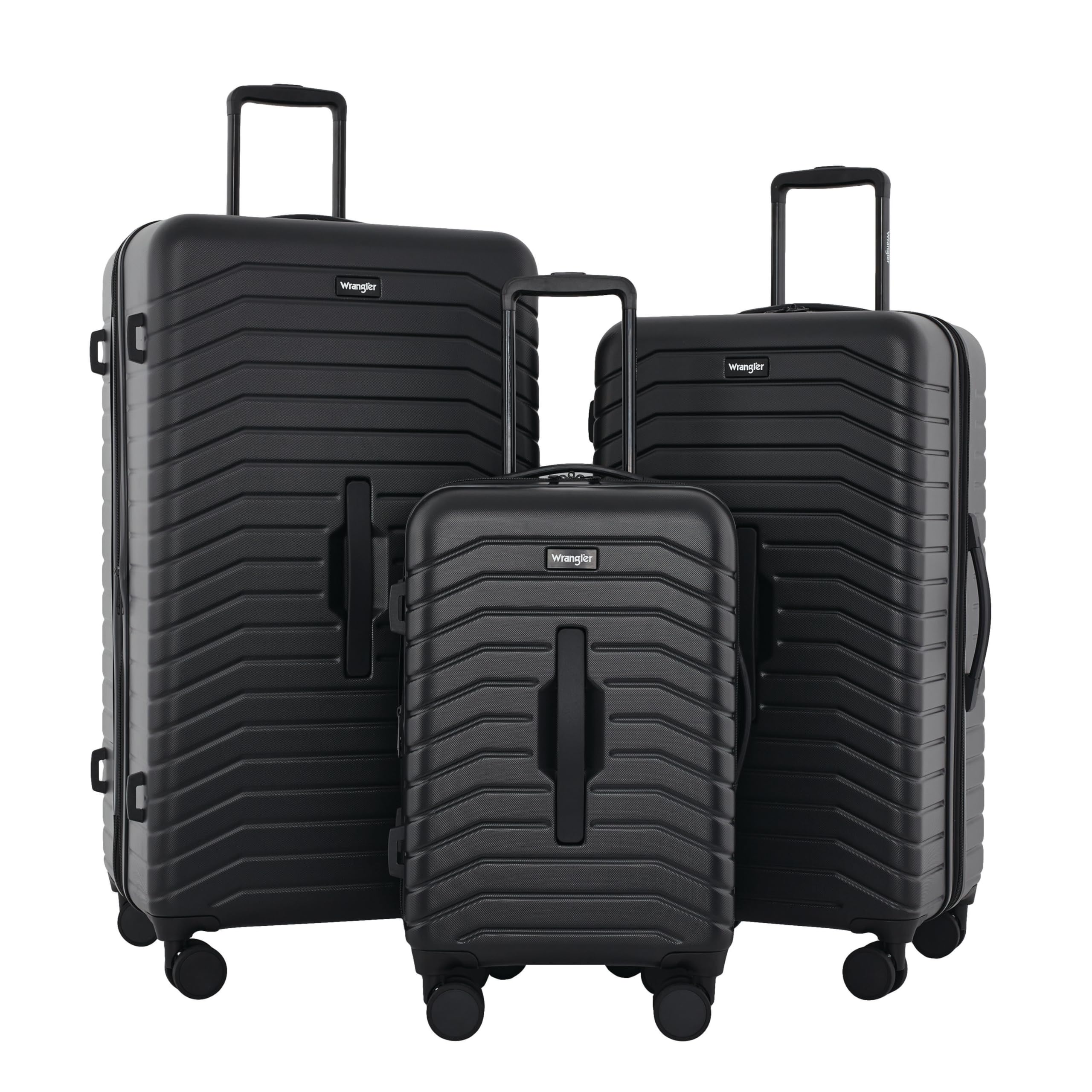 WranglerTrunk Spinner Suitcase Set, Black, 3 Luggage Set