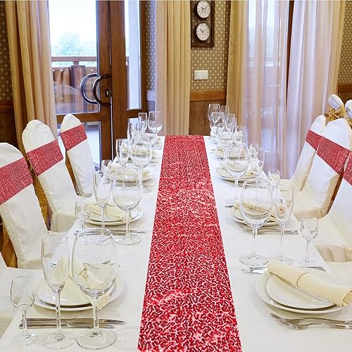 Miniatura 5 de Newwiee Juego de 48 bandas de lentejuelas para sillas y 6 piezas de lentejuelas para sillas de lentejuelas con purpurina para fundas de silla,