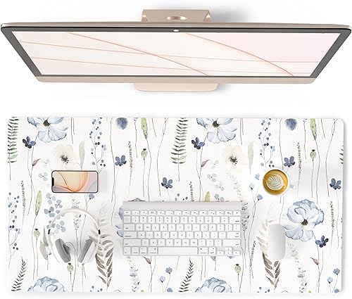 Miniatura 19 de QIYI - Alfombrilla grande para mouse, linda alfombrilla de escritorio rosa para computadora, alfombrilla de escritorio de piel sintética impermeable