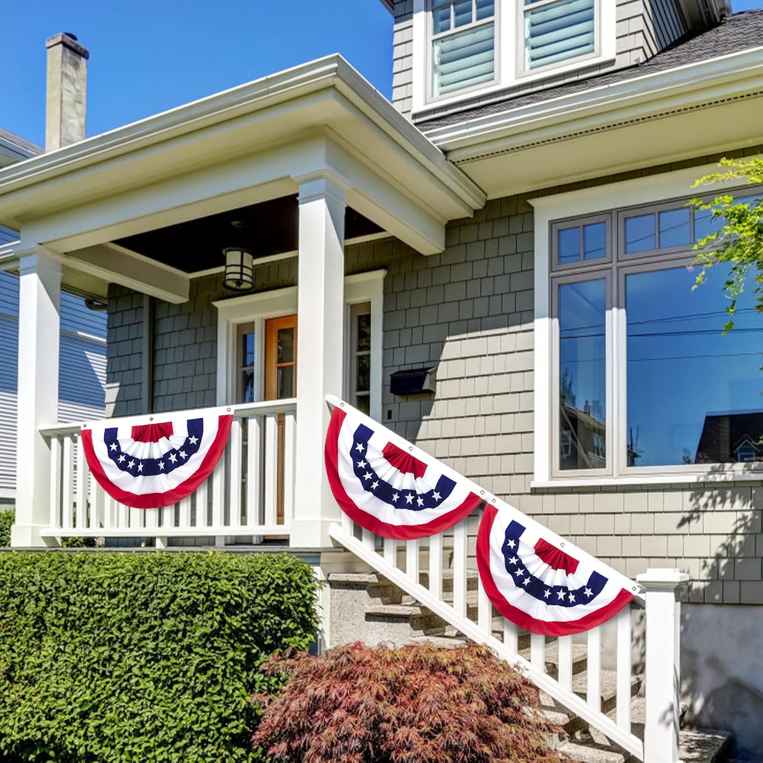 Outdoor Bunting Flags 6PCS 2x4 FT American Pleated Fan Flags,4th of July Patriotic Bunting,Outside Veteran's Day, Independence Day, Memorial Day Decorations - Image 6