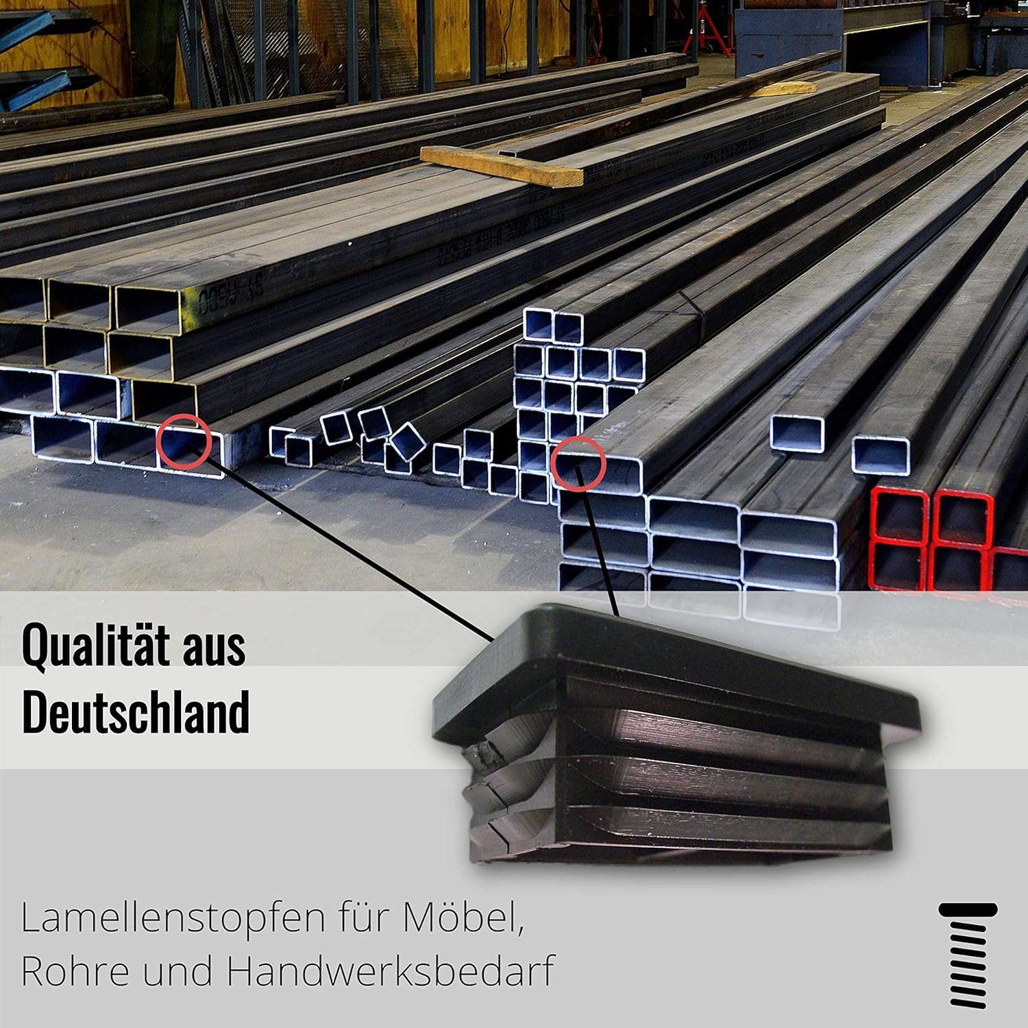 Tappi Lamellari In Plastica Nera Per Tubi 150x50mm, Spessore Parete 2-5mm, Confezione Da 4 Pezzi EPH158