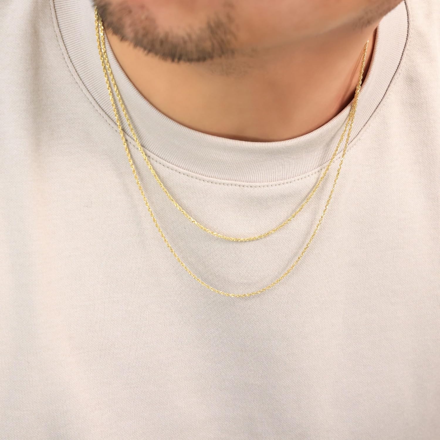 Nuragold 10K Real Yellow Gold 1.5mm Solid Rope Chain Diamond Cut Necklace (16"-30") Italian Jewelry for Men & Women