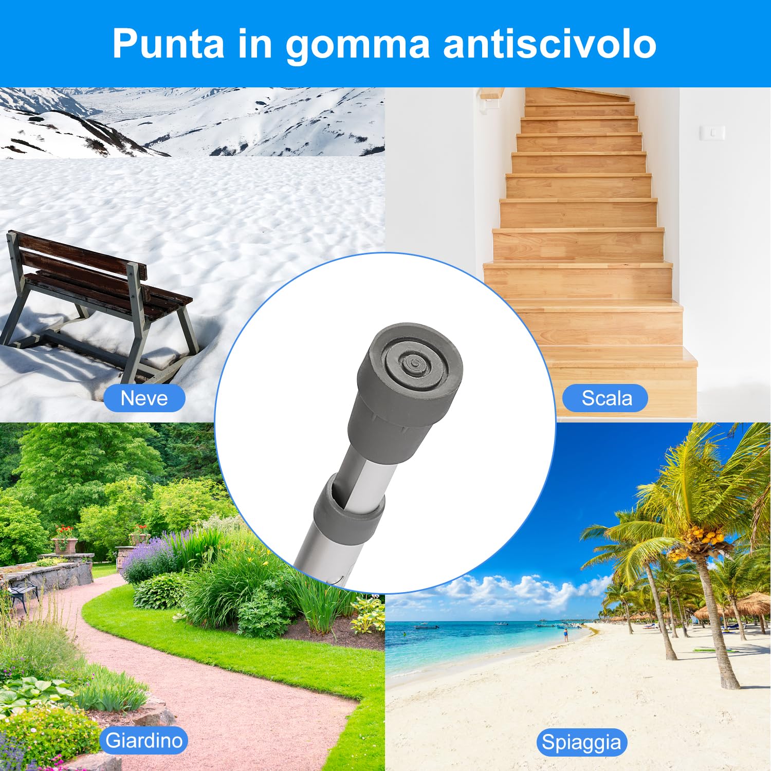 supregear Sottobraccio Stampelle, 1 Coppia Leggero Alluminio Universale Stampelle, Regolabile Avambraccio Stampelle con Morbido Sottobraccio e Mano Grip Pads per Camminare, Argento