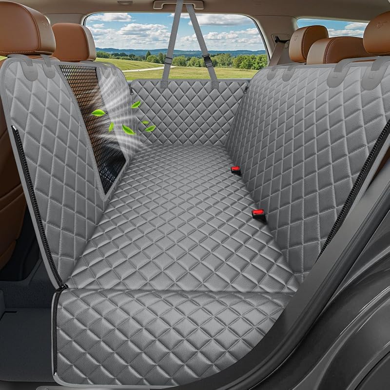 Capa para banco traseiro de carro para cães 4 em 1 impermeável em Oxford 600D URPOWER Cinza Standard - 137,16 cm