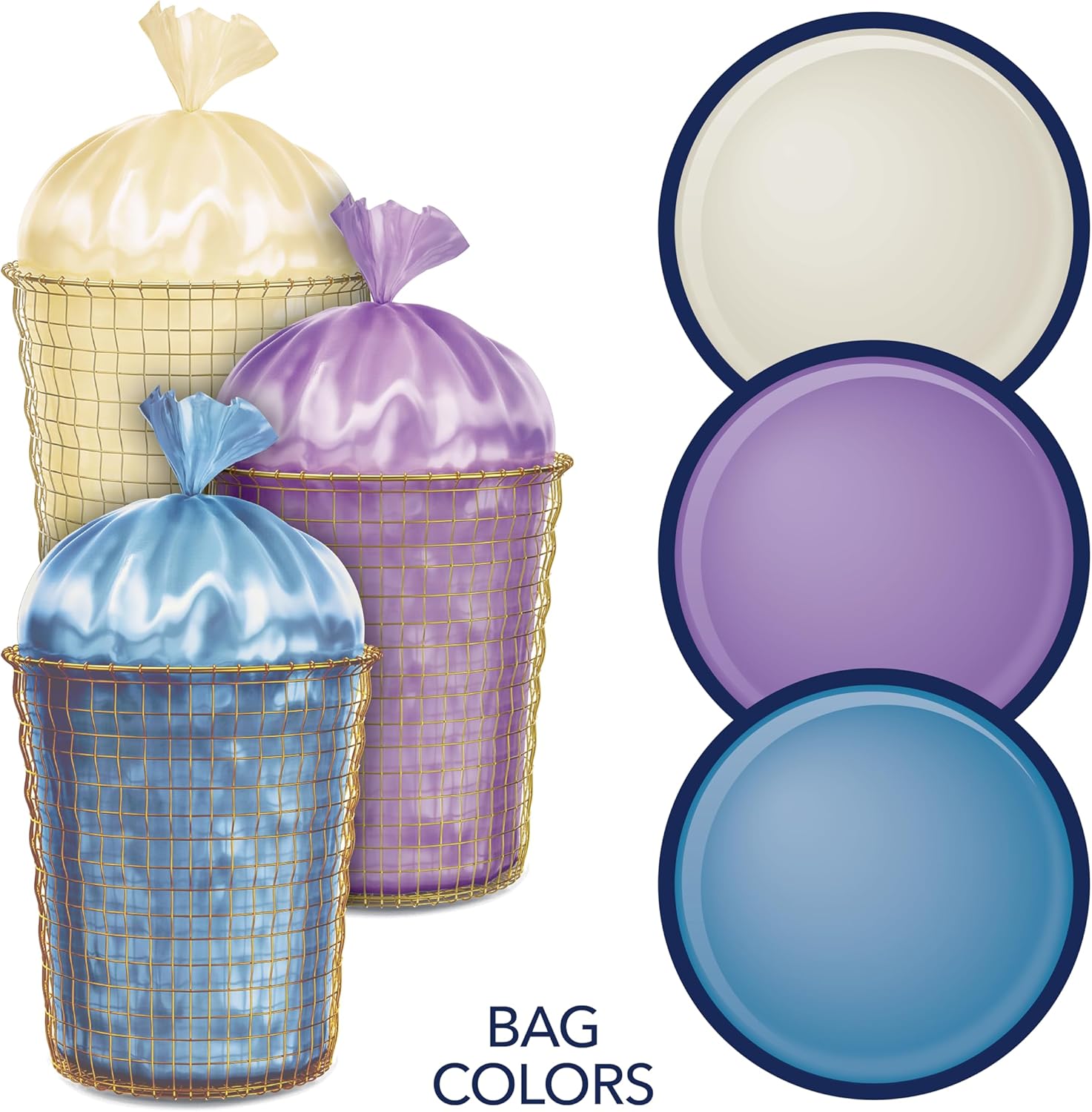 Color Scents Medium Trash Bags - 8 Gallon, 540 Total Bags (12 Packs of 45 Count), Twist Tie (3 unique scent + color combinations) with Microban