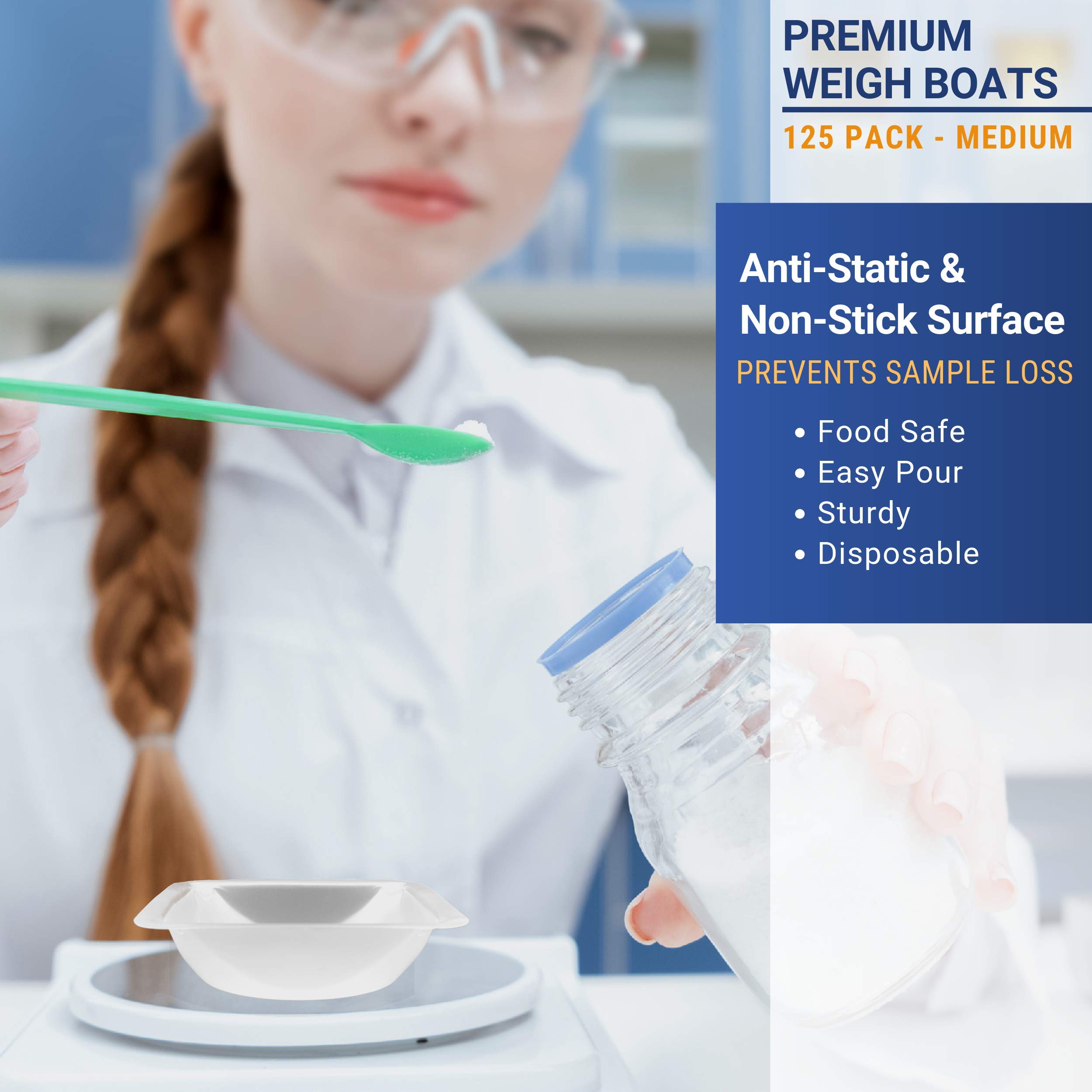 Pure Ponta Weigh Boats Medium 125 Pack 100ml Plastic Disposable Scale