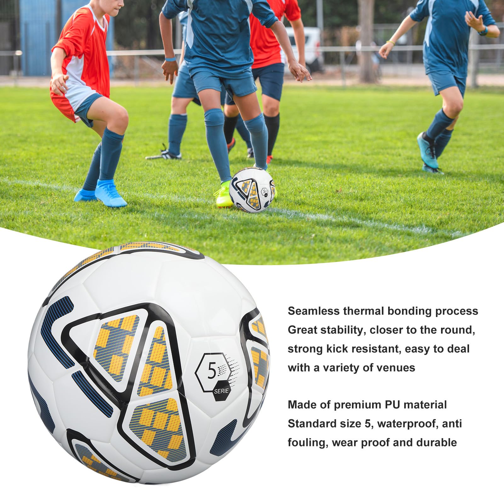 Pallone da calcio in materiale PU a prova di perdite per allenamenti indoor e outdoor, bianco