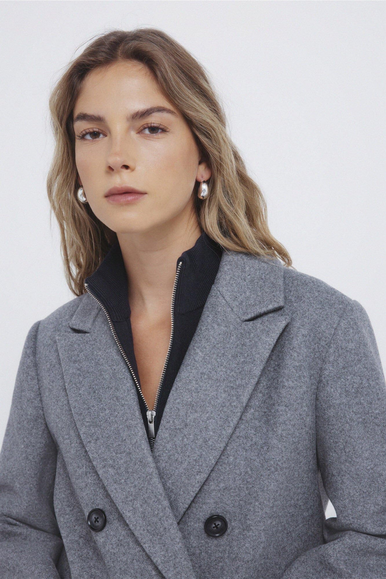 SPRINGFIELD Long Plain Cloth Coat With Flap Pockets SPORT JACKET Mujer