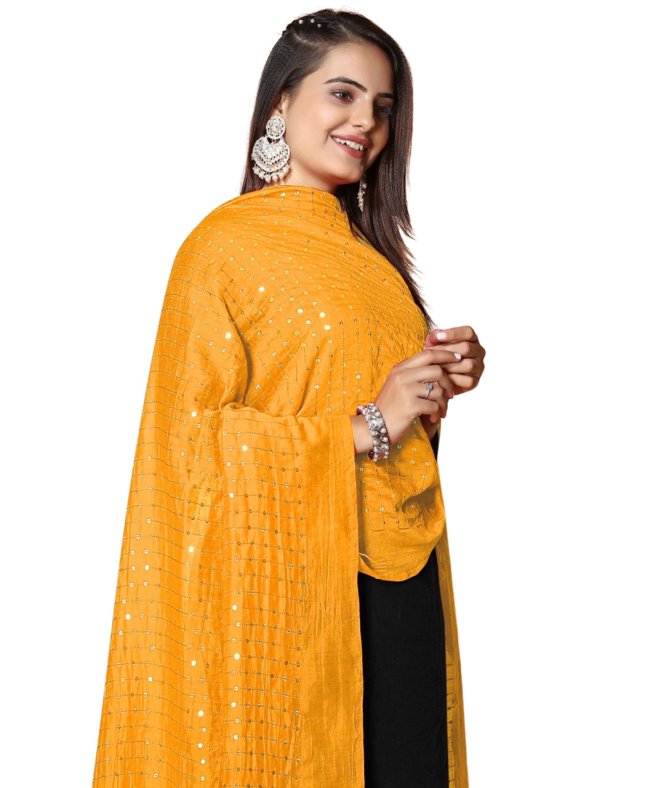 Chanderi Cotton Embroidered Striped Dupatta with Mirror Work & Tassels – Soft, Lightweight-image-20