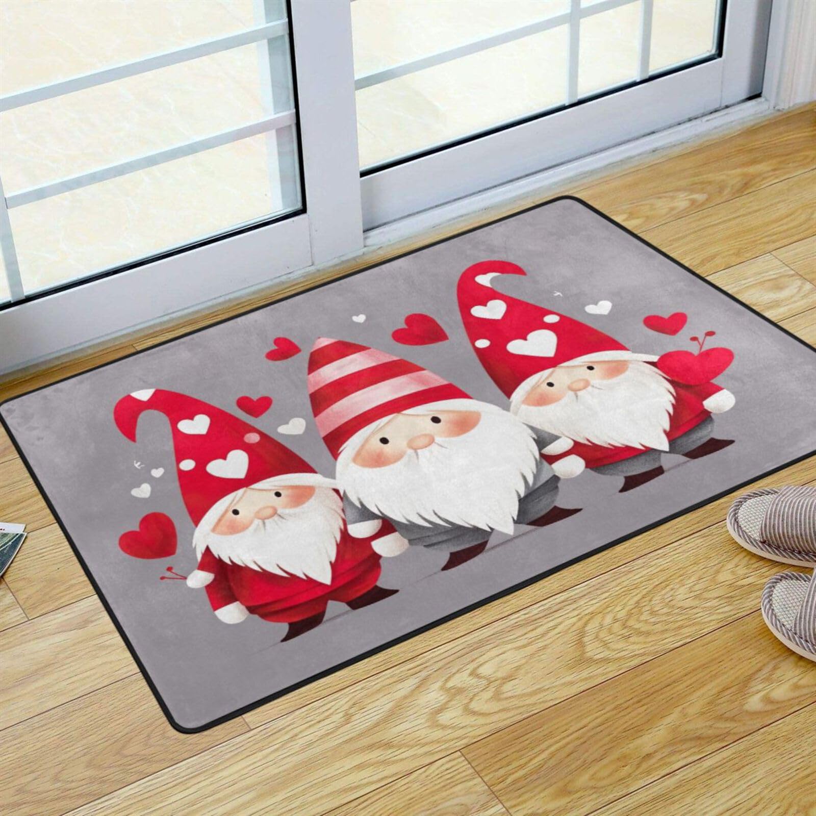 UMIRIKO Gnome Heart Valentine's Day Kitchen Rug Mats Anti Fatigue Non Slip Mats Kitchen Mats for Floor Kitchen Decor 36x24 Inch 202a5315