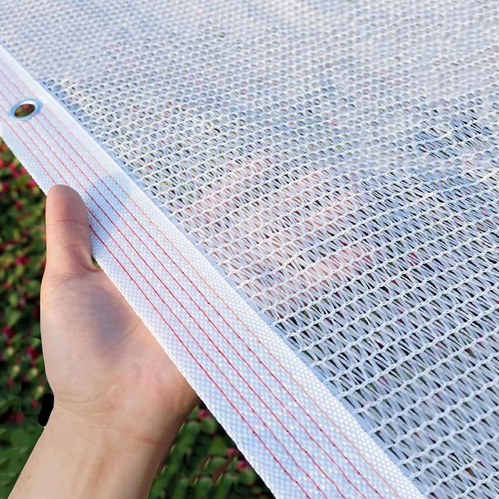 Genérico Red de Sombra Blanca 55% con Ojales, Malla Sombra Exterior HDPE Transpirable y Resistente a UV para Tela Tolod Invernadero, Huerto, Jardín, Pérgola, Terraza, Patio y Plantas(3x3m)