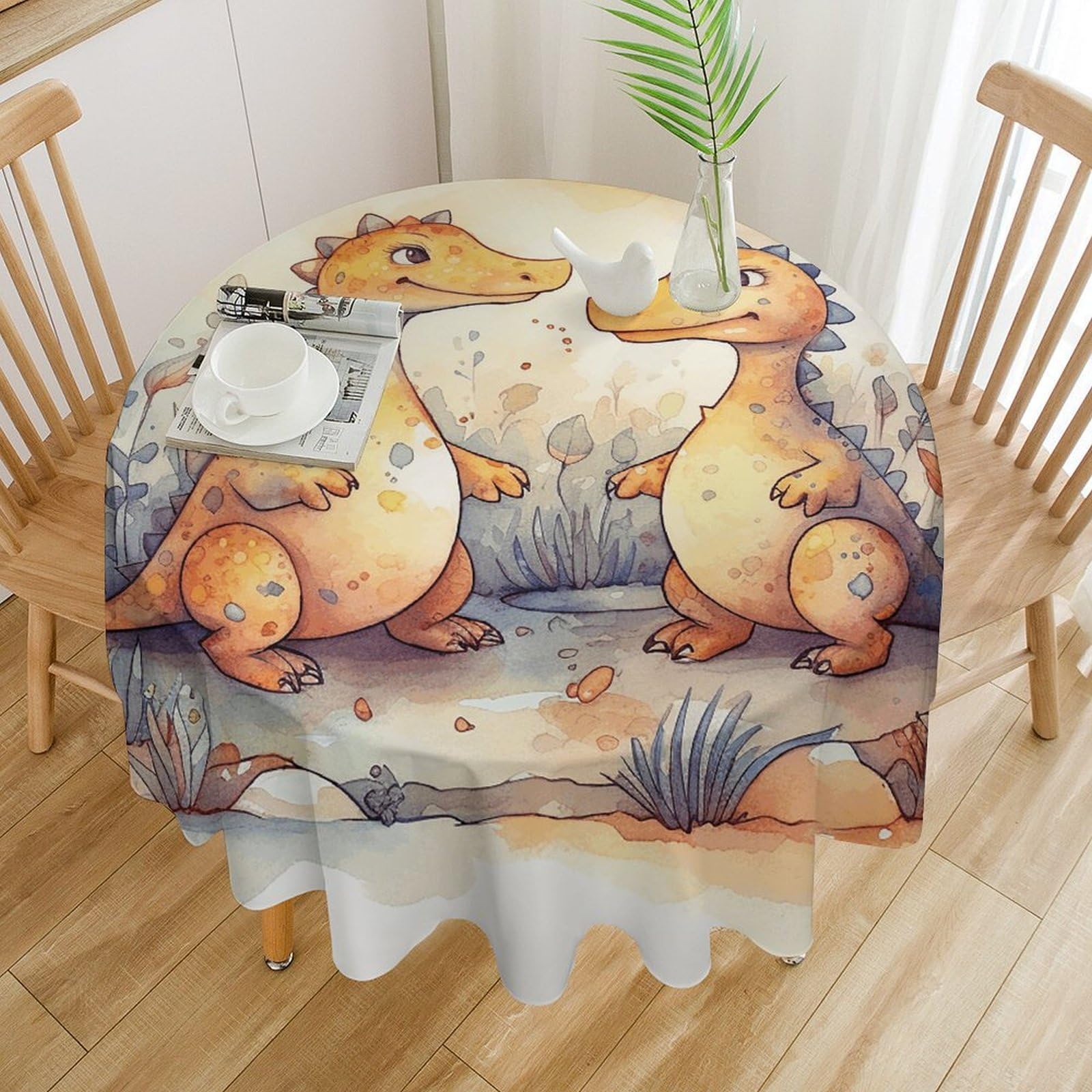 Nappe de table ronde imperméable 177,8 cm résistante huile dinosaure
