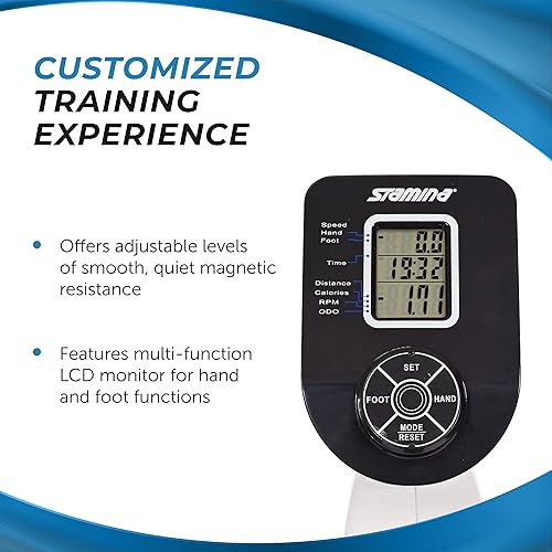Miniatura 7 de Stamina Bicicleta estática reclinada con entrenamiento de brazos, bicicleta de fitness con aplicación de entrenamiento inteligente, bicicleta