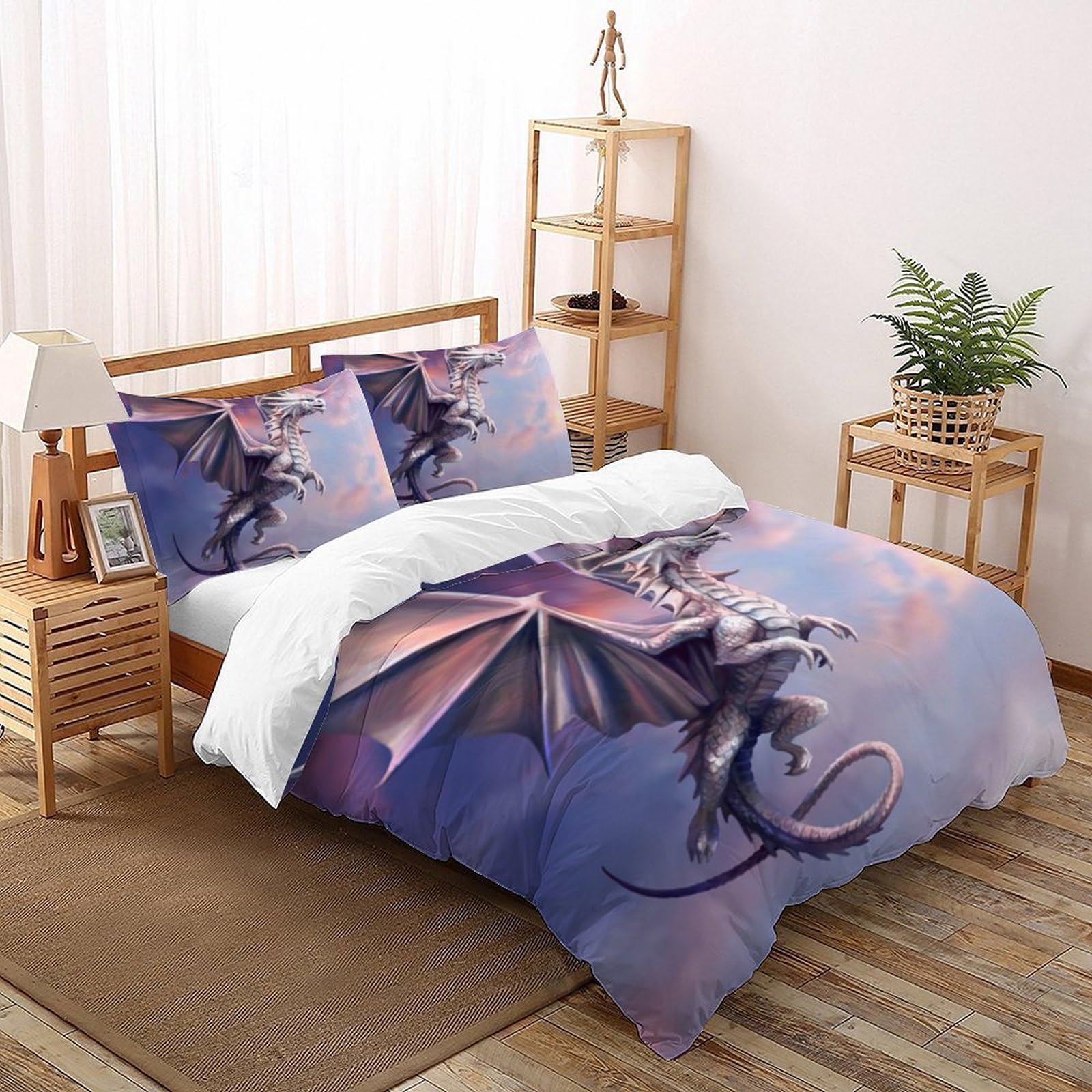 Housse de couette garçon 3D 220x240cm avec 2 taies d'oreiller king