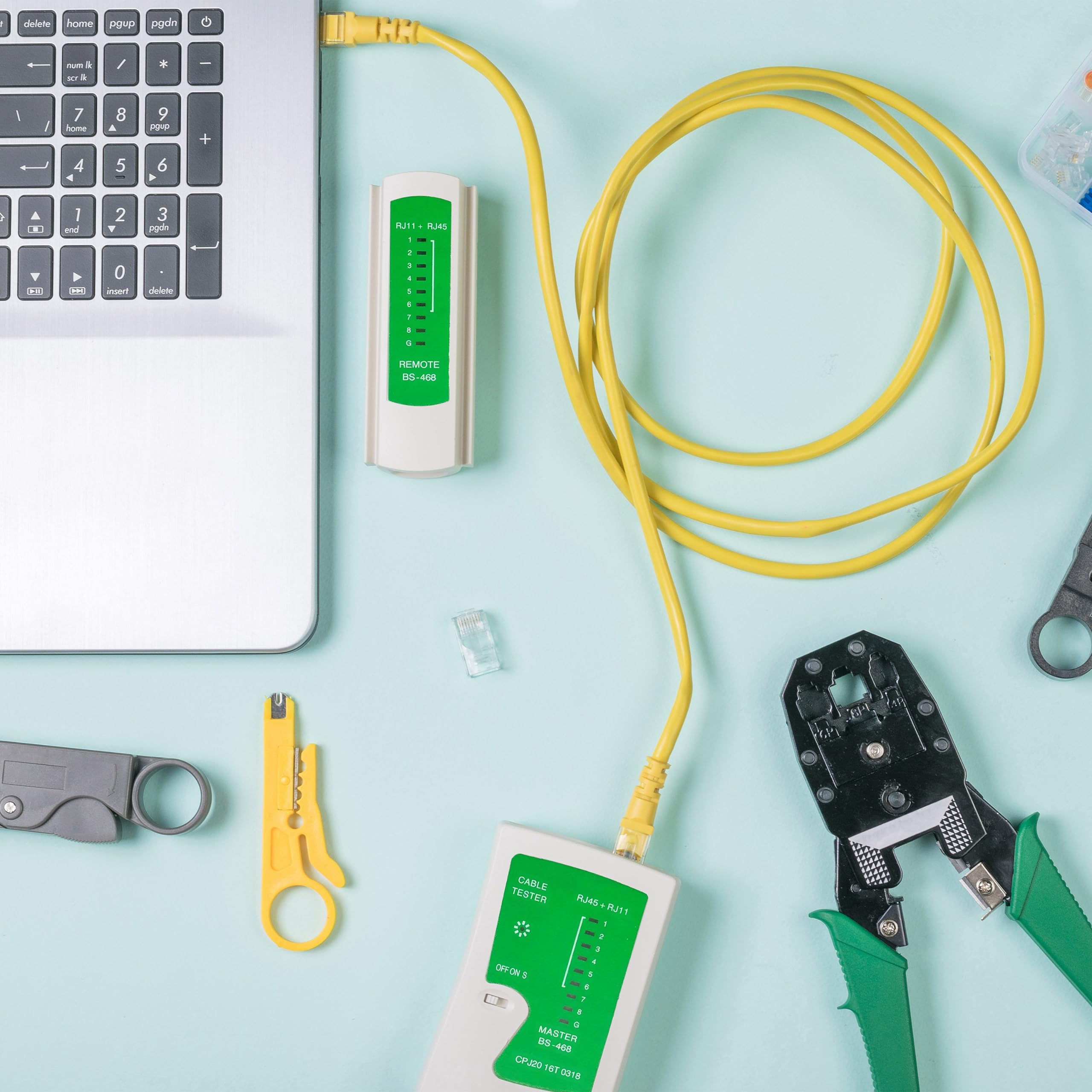 Retoo Tester Kabli Sieciowych RJ11/RJ12/RJ45, Tester Przewodów Krosowych LAN