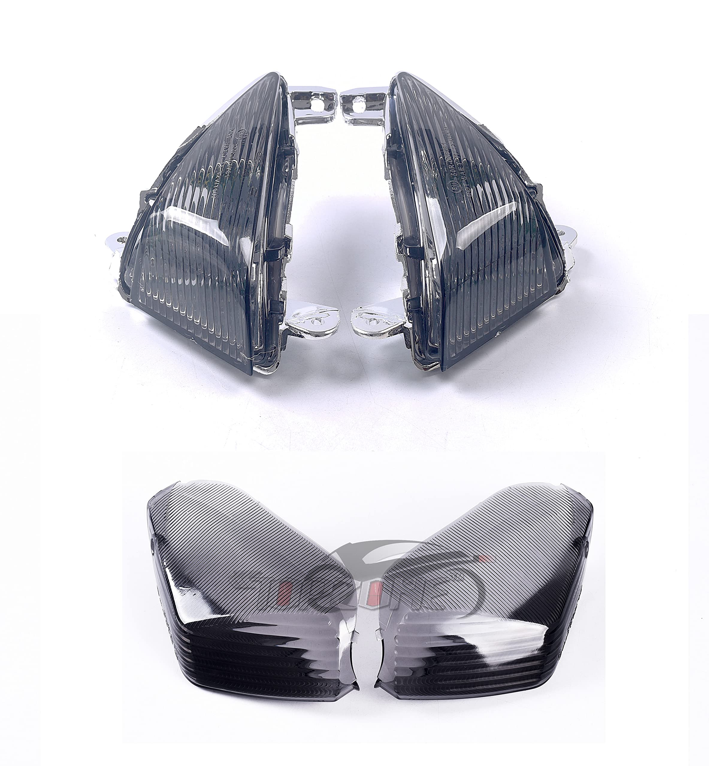 TOPZONE Turn Signal /Idicator Fit KA-WASAKI 2006-2019 ZZR1400 / ZZR 1400 ABS; KAWA-SAKI 2008 -2016 1400GTR (Front LED Idicator + Rear Idicator Lens, Smoke)
