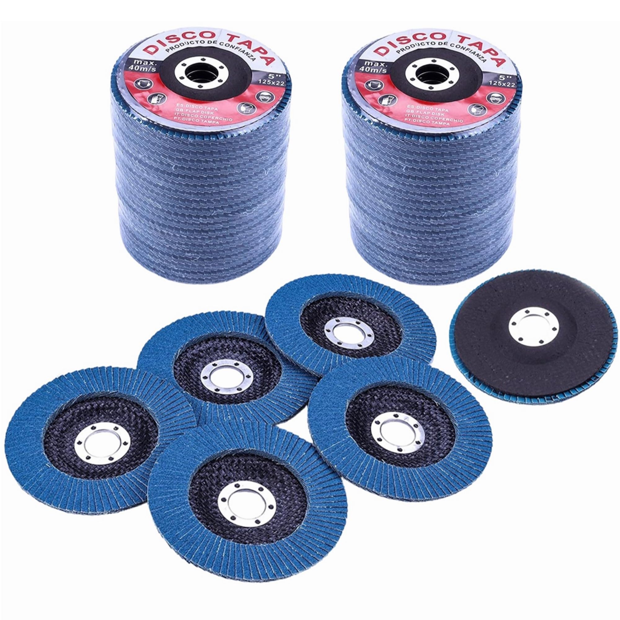 Nisorpa 50 Pack 5in Flap Discs 40 Grit Zirconia Oxide Sanding Discs Industrial Abrasive Flapper Grinding Wheels for Wood Metal Stainless Steel