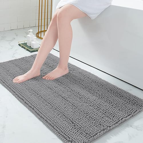 Miniatura 31 de Grandaily - Alfombras de baño de felpilla a rayas, extragruesas y absorbentes, antideslizantes, con fibras largas y suaves, lavables a máquina, para